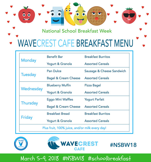 WaveCrest Cafe Breakfast Menu Spring 2018