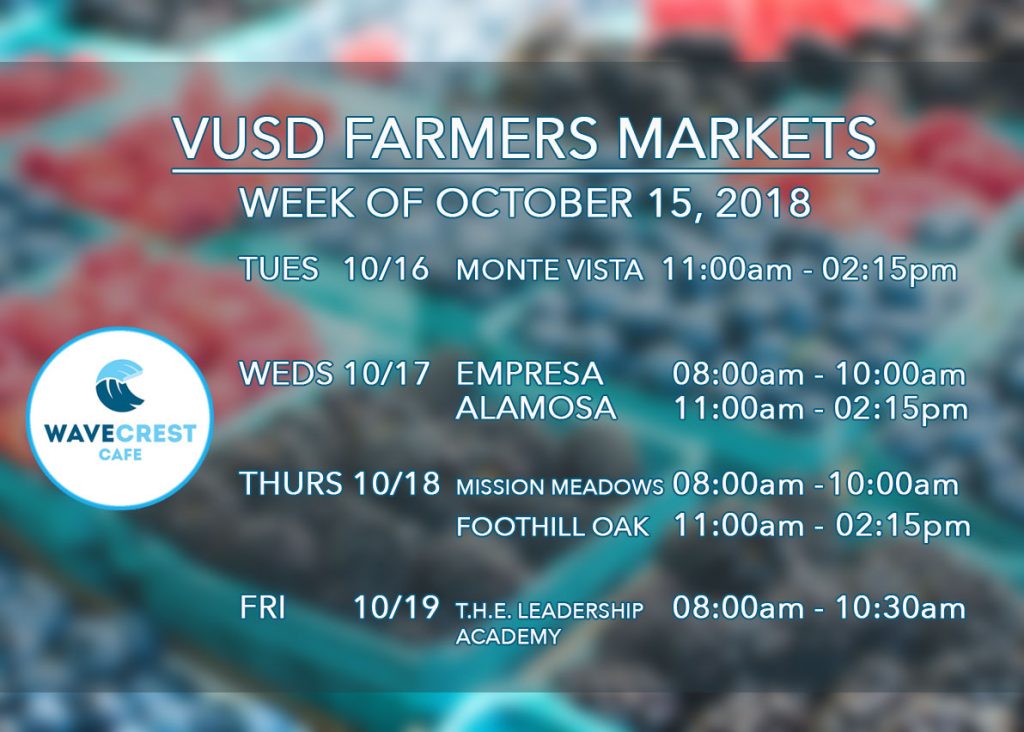 Farmers market calendar 10/15/18