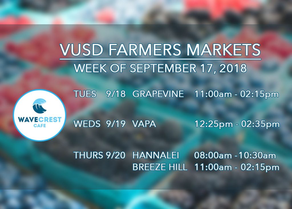 VUSD farmers market calendar