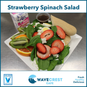 Strawberry spinach salad with fresh fruit sides and homemade dressing