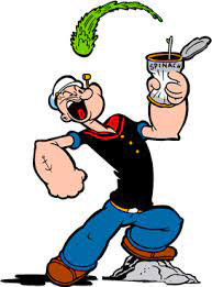 Cartoon character Popeye eating spinach