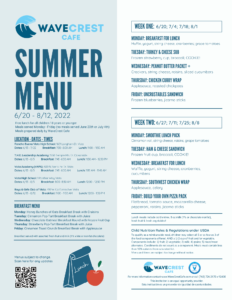 Summer 2022 Menu for WaveCrest Cafe - Vista Unified School District - in English