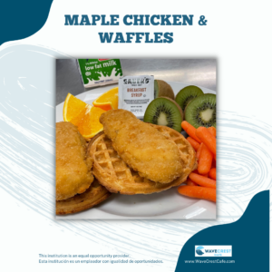 Maple chicken and waffles served at WaveCrest Cafe