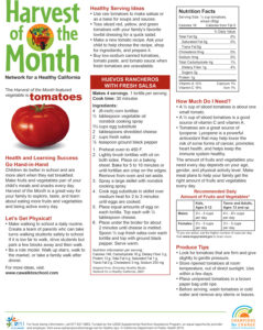 Harvest of the Month parent newsletter featuring tomatoes