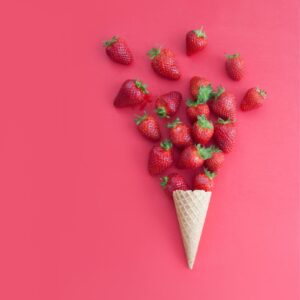 Strawberries in an ice cream cone